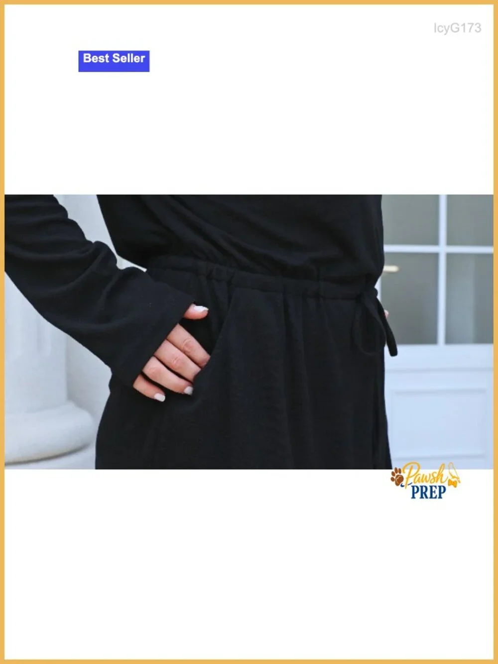 Women's Loose V-Neck Long Sleeve Tie Front A-Line Dress with Pockets